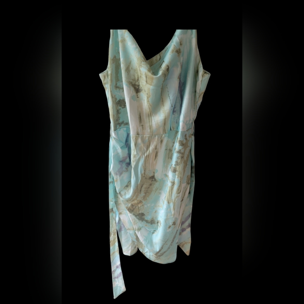 Tie Dye Wrap Hem Belted Dress